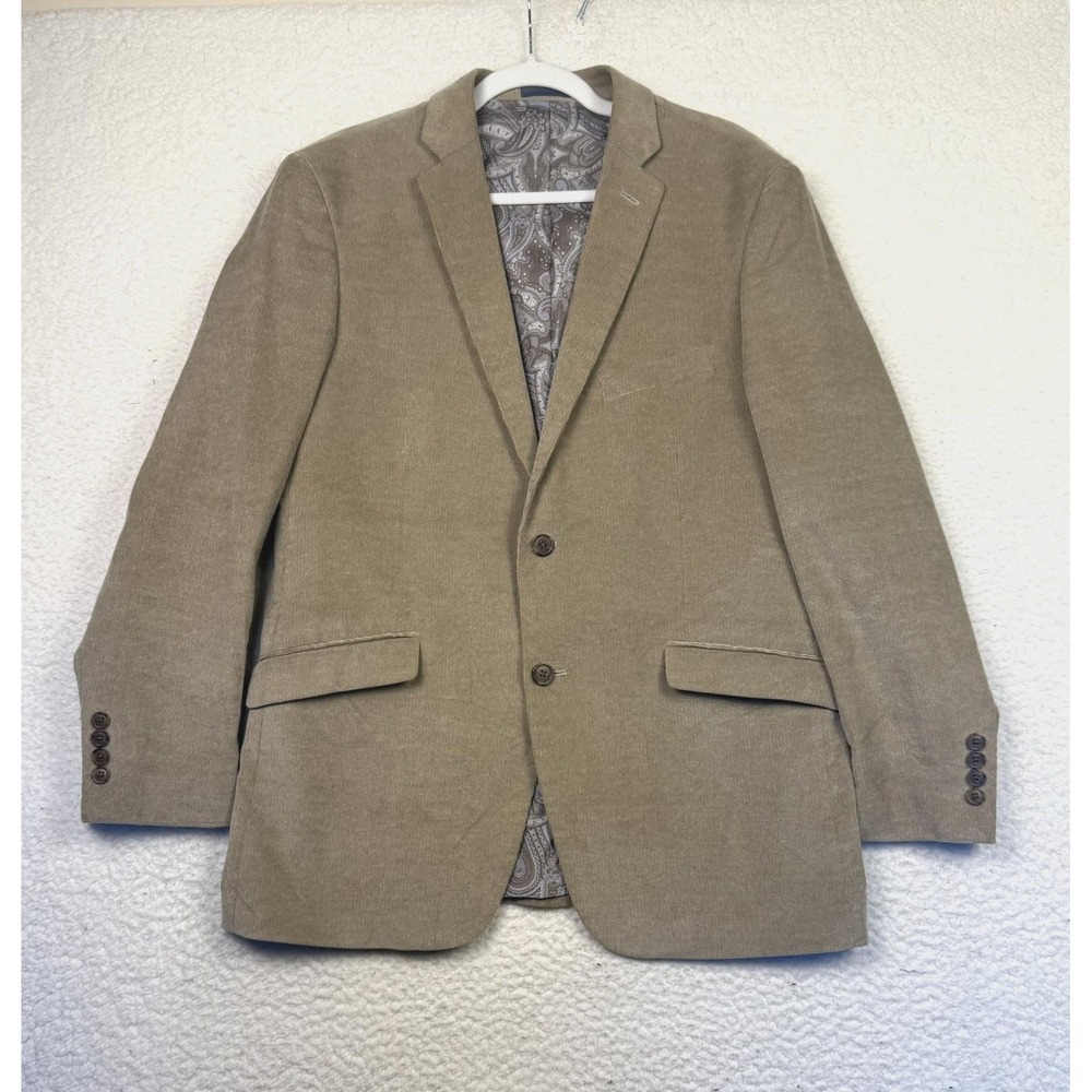 Madison Blazer‎ Mens 42R Tan Corduroy Sport Coat Two Button Paisley Lined Jacket